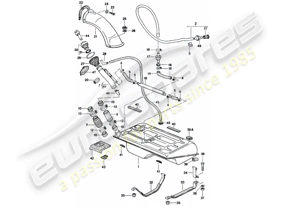 porsche 1982 (924) fuel tank parts diagram