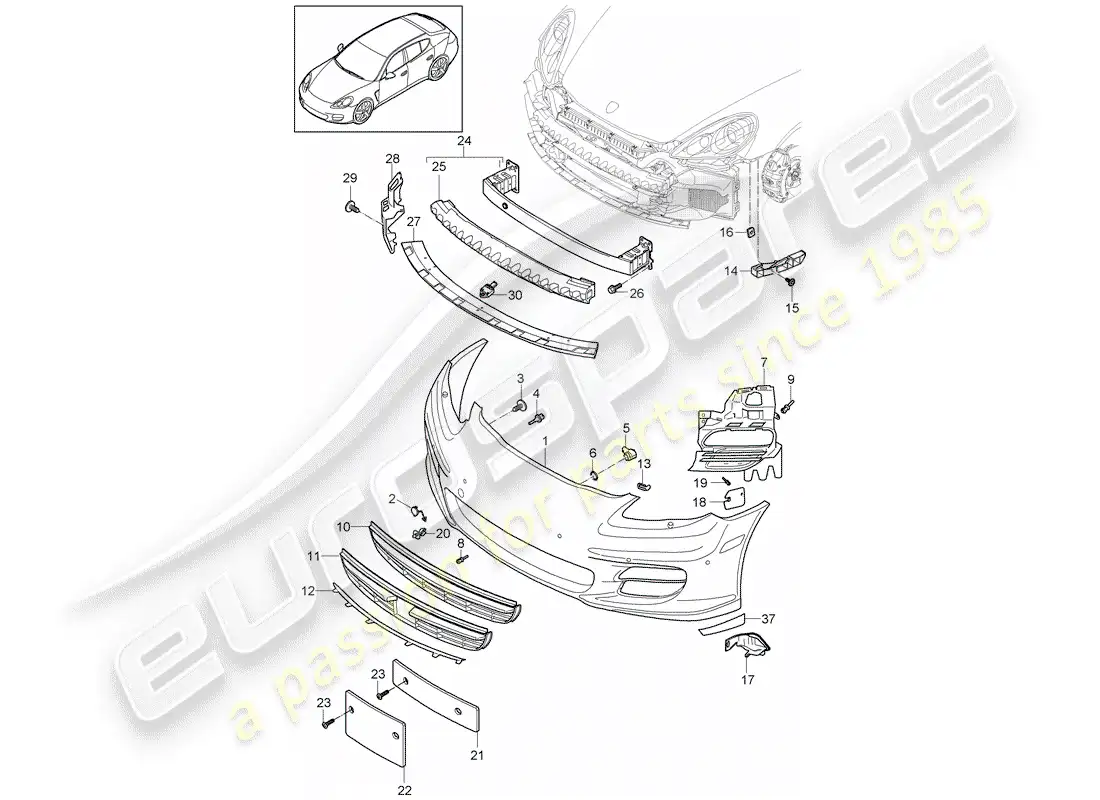porsche 2013 (panamera 970) bumper parts diagram