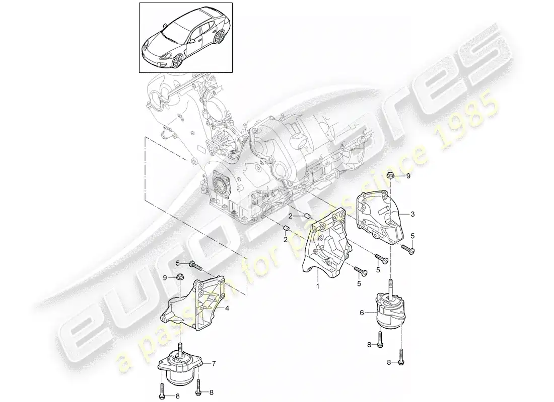 porsche 2013 (panamera 970) engine suspension parts diagram