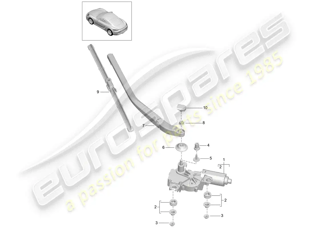 porsche 2020 (718 cayman) rear window wiper parts diagram