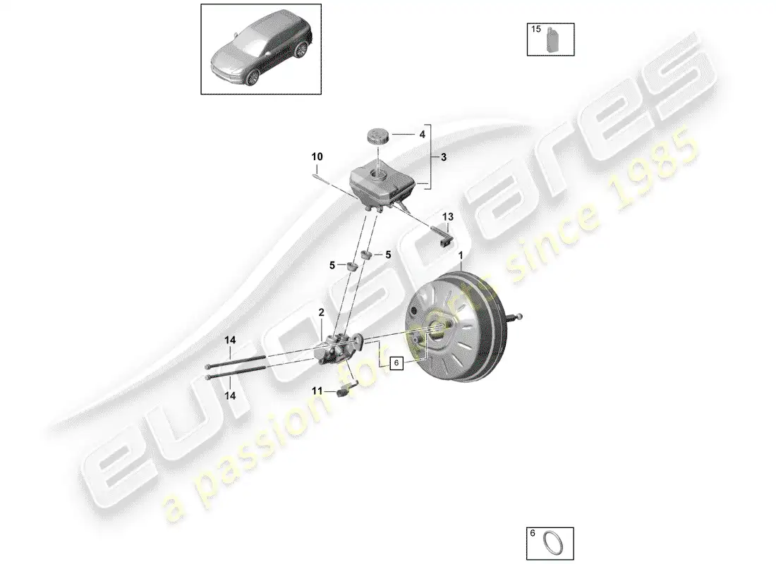porsche 2018 (cayenne e3 9ya/9yb) brake master cylinder parts diagram