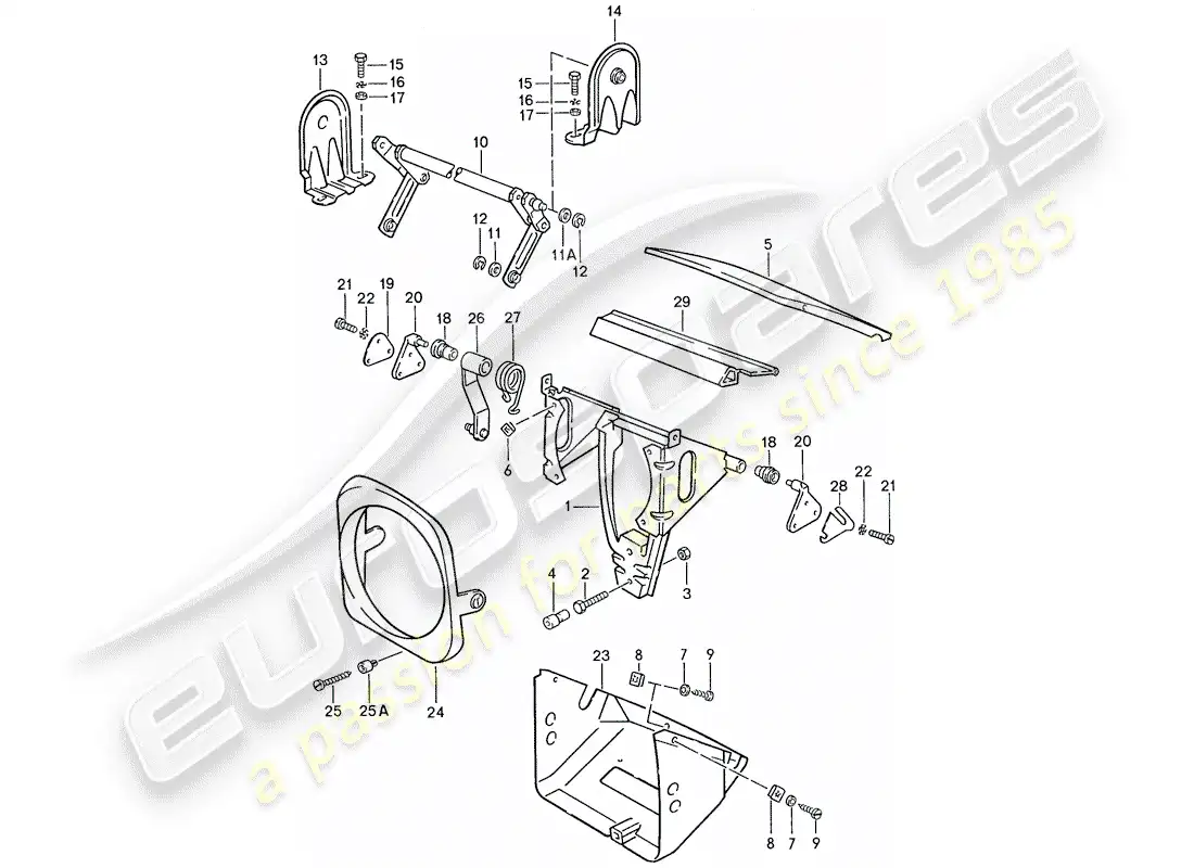 porsche 1991 (944) pop-up headlight parts diagram