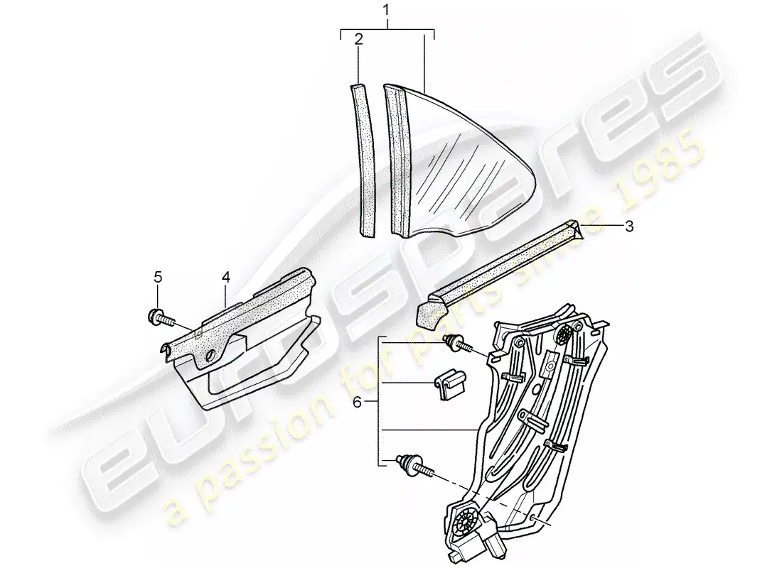 porsche 2009 997-2 turbo / gt2 side window parts diagram