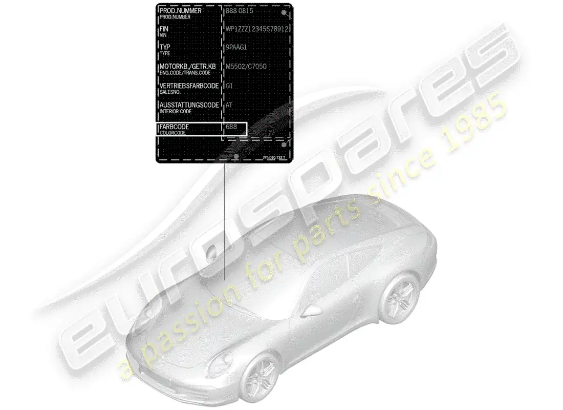 porsche 2013 (991-1) paint touch-up stick parts diagram