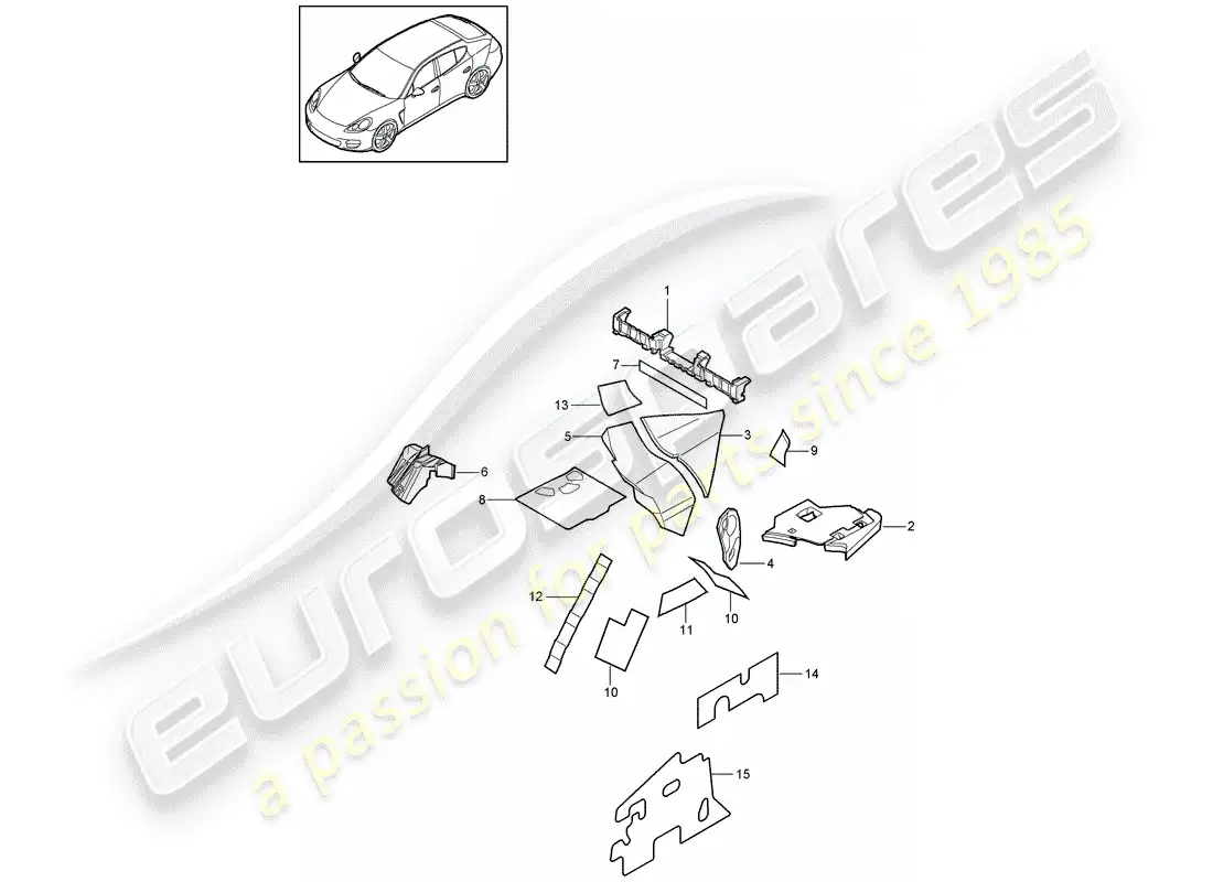 porsche 2015 (panamera 970) sound absorber parts diagram