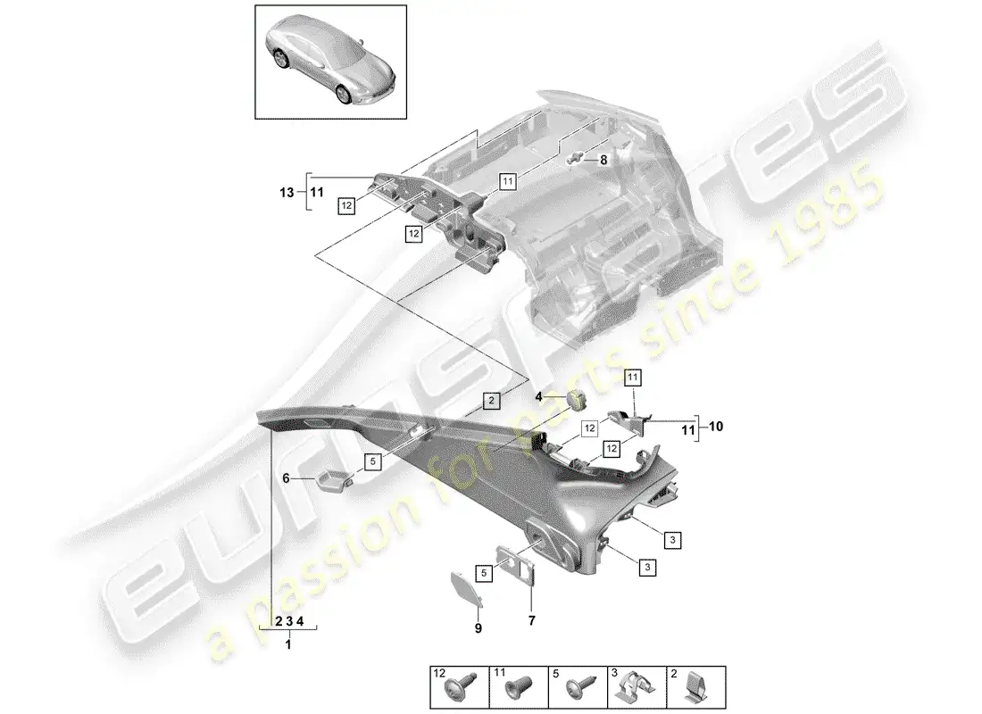 porsche 2017 (panamera 971-1) trims part diagram