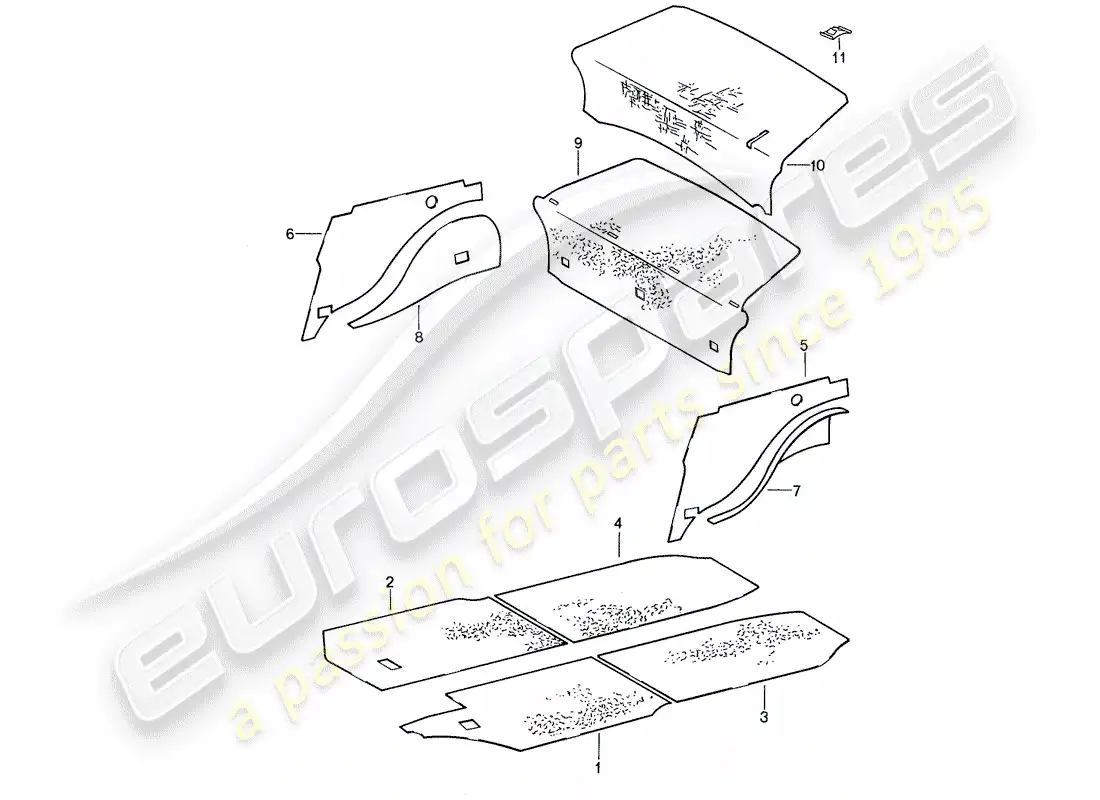 porsche 1987 (959) body shell - sound proofing 1 parts diagram