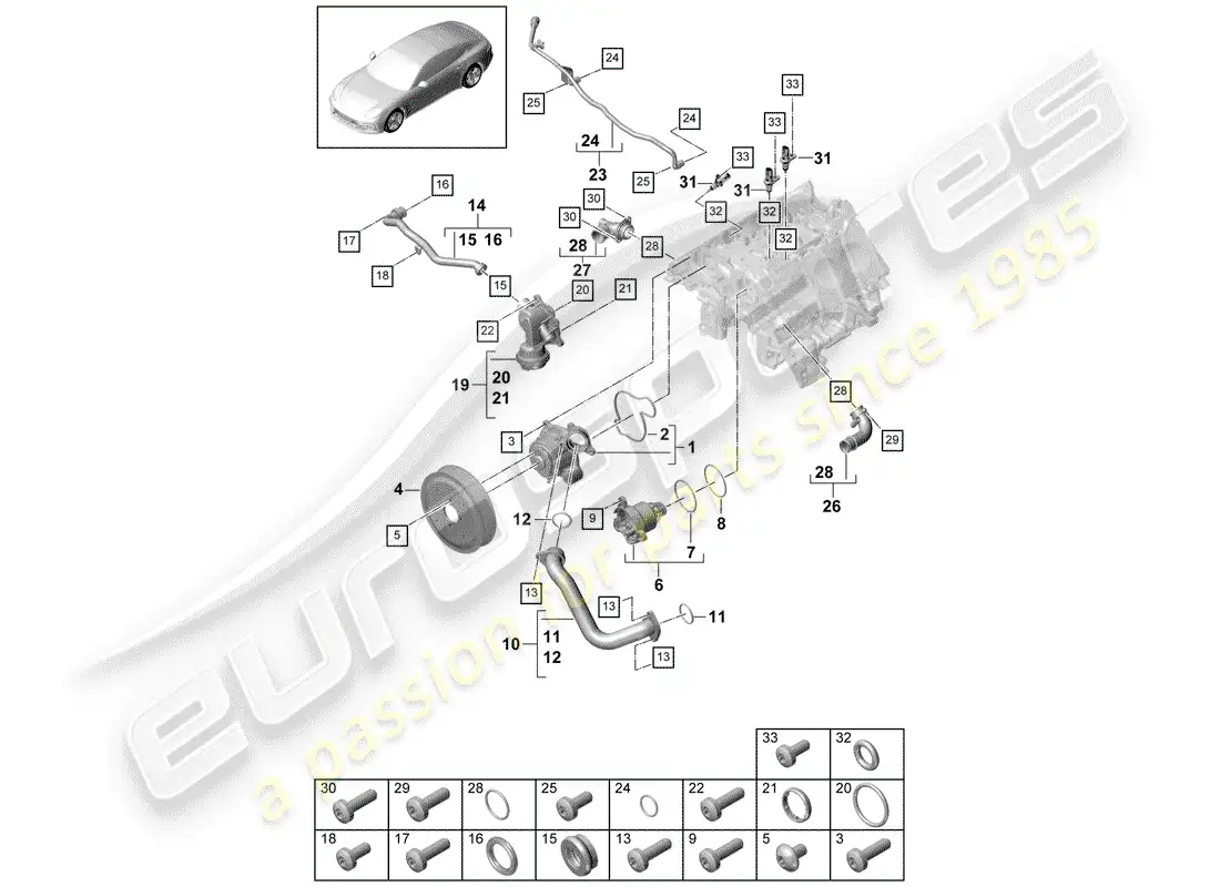 porsche 2017 (panamera 971-1) water pump part diagram