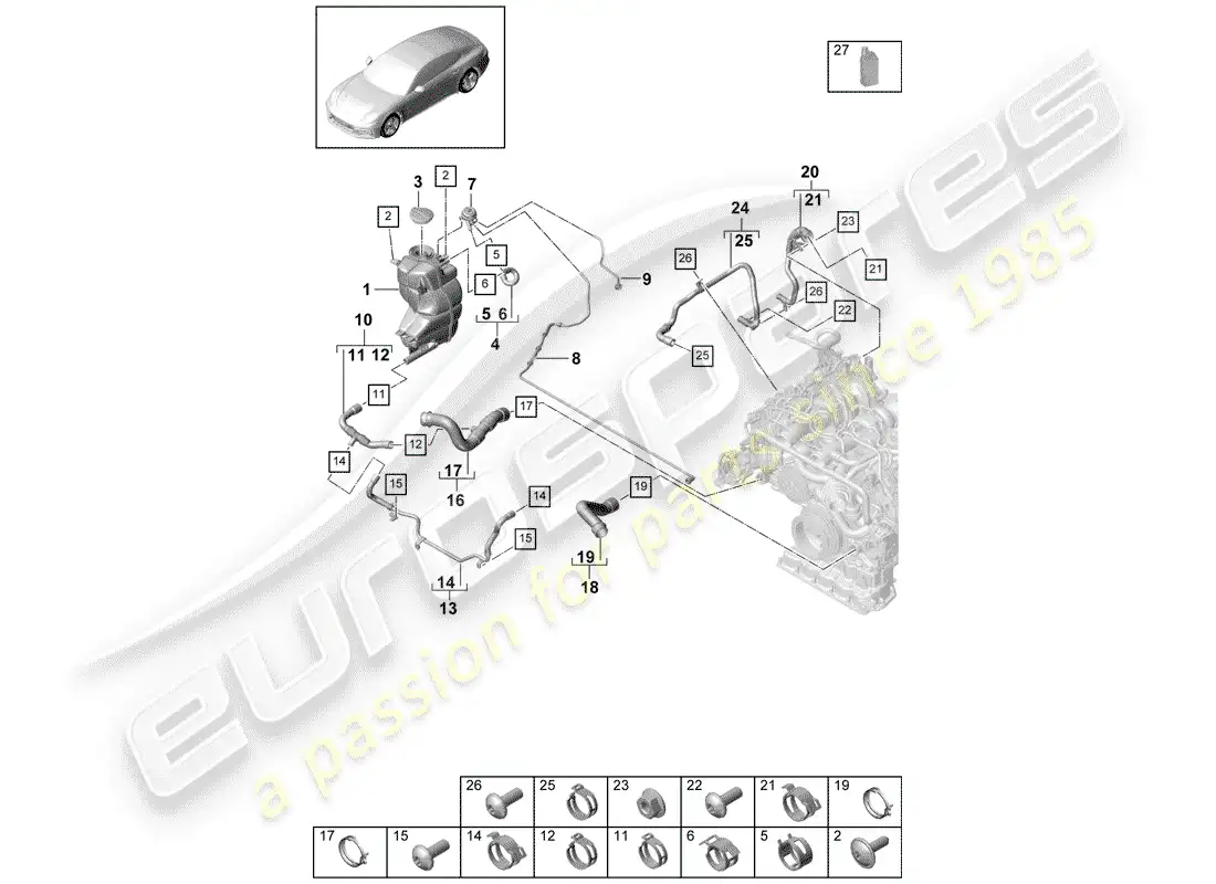 porsche 2017 (panamera 971-1) water cooling part diagram