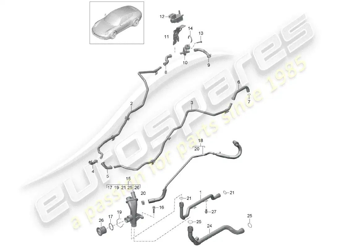 porsche 2014 (991-1) connection parts diagram