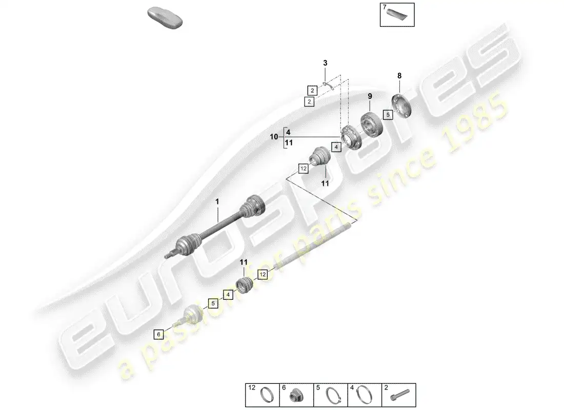 porsche 2019 (718 boxster spyder) drive shaft parts diagram