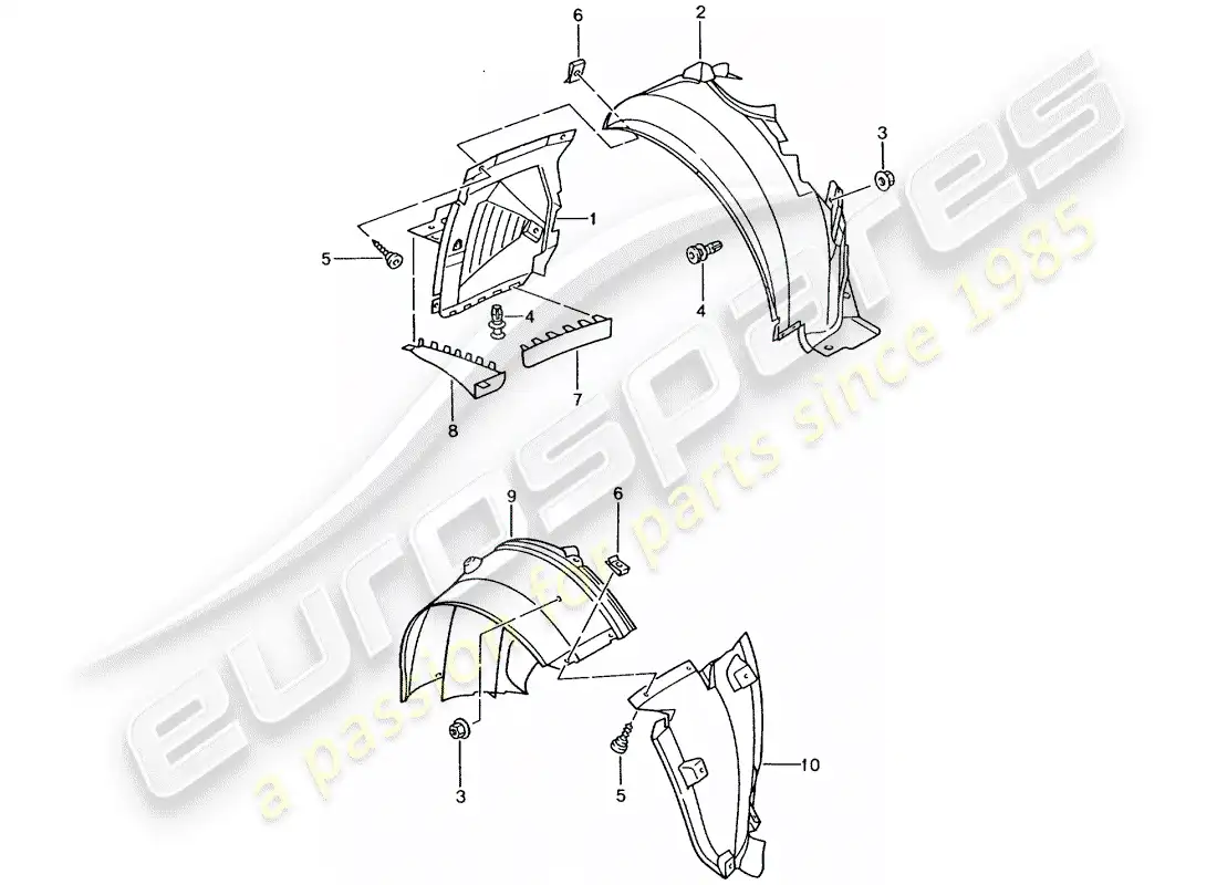 porsche 2001 (996 turbo / gt2) trims - for - wheel housing parts diagram