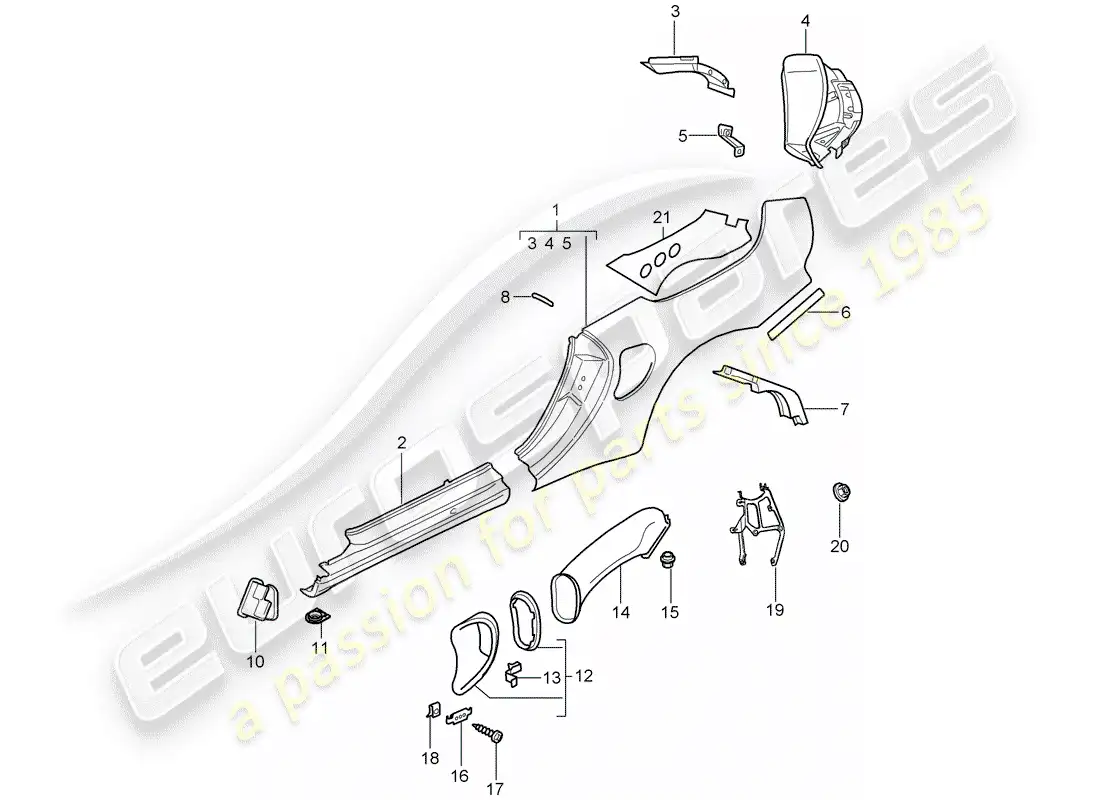 porsche 2001 (996 turbo / gt2) side panel - d - mj 2004>> parts diagram