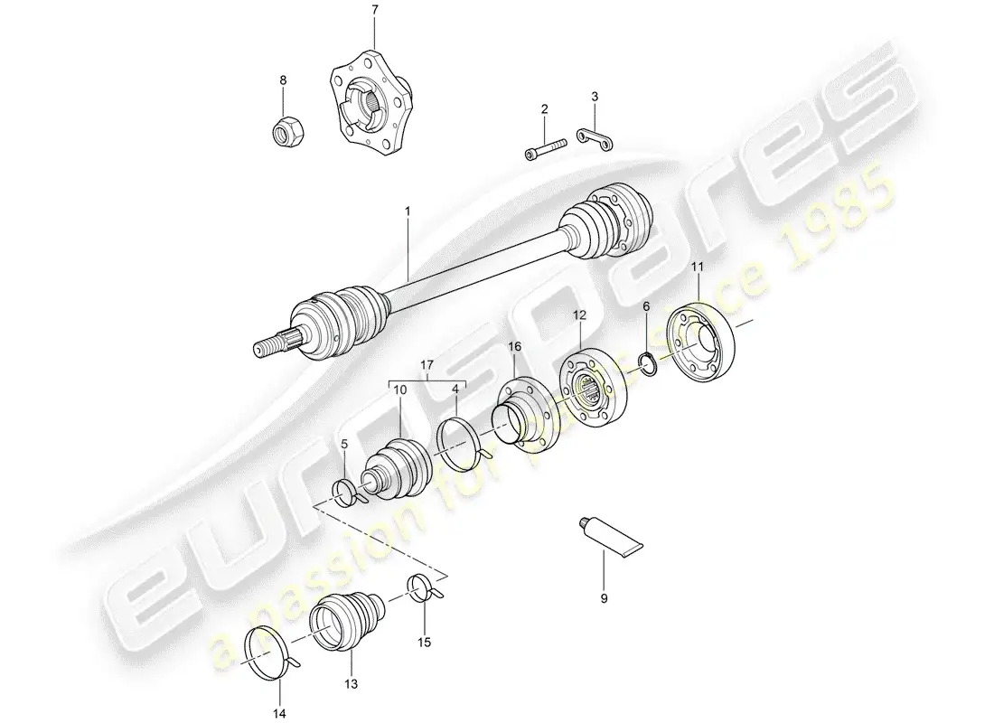 porsche 2007 (987 cayman) drive shaft parts diagram