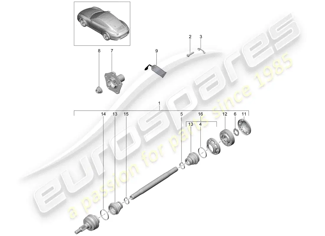 porsche 2015 (991-1) drive shaft parts diagram