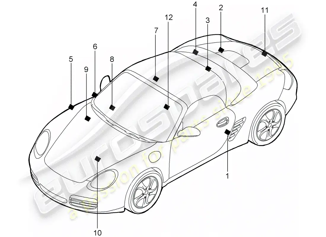 porsche 2012 (987 boxster) signs/notices parts diagram