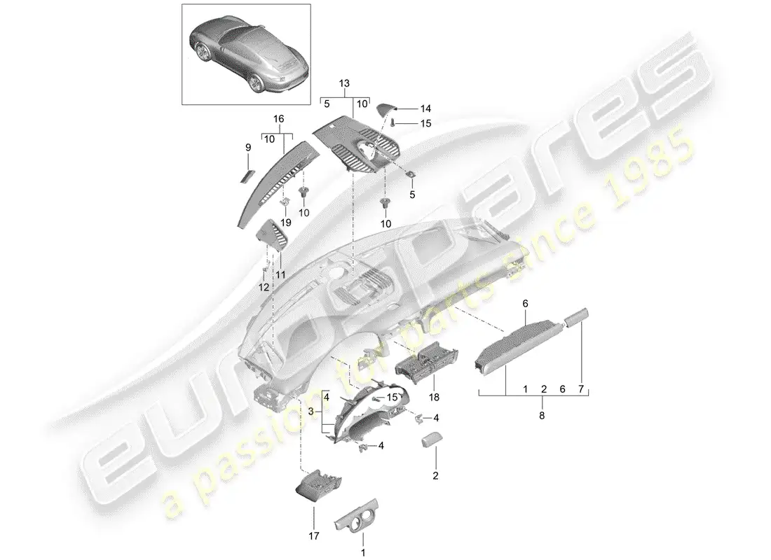 porsche 2013 (991-1) accessories parts diagram