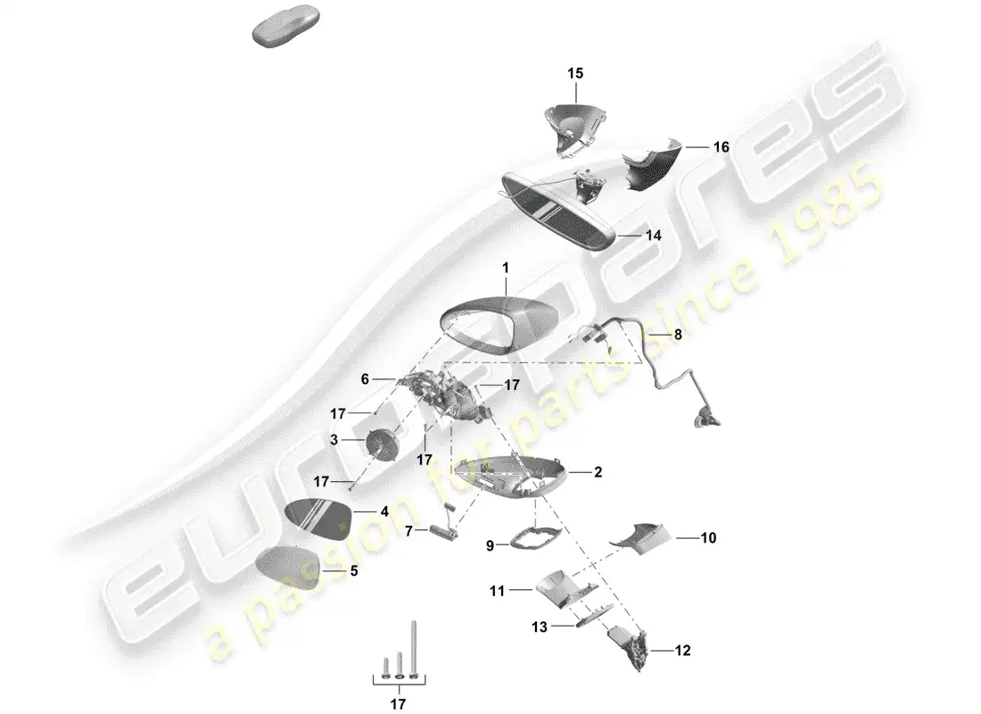 porsche 2019 (718 boxster spyder) rear view mirror parts diagram