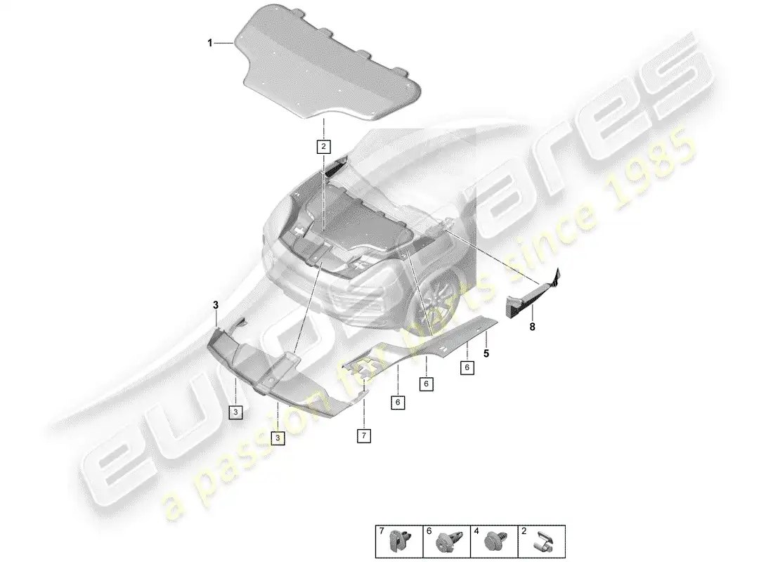 porsche 2020 (cayenne e3 9ya/9yb) sound absorber part diagram
