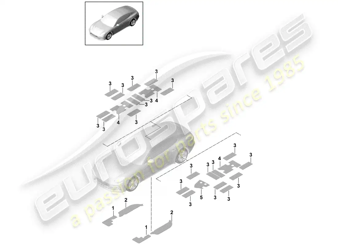 porsche 2017 (panamera 971-1) sound absorber part diagram