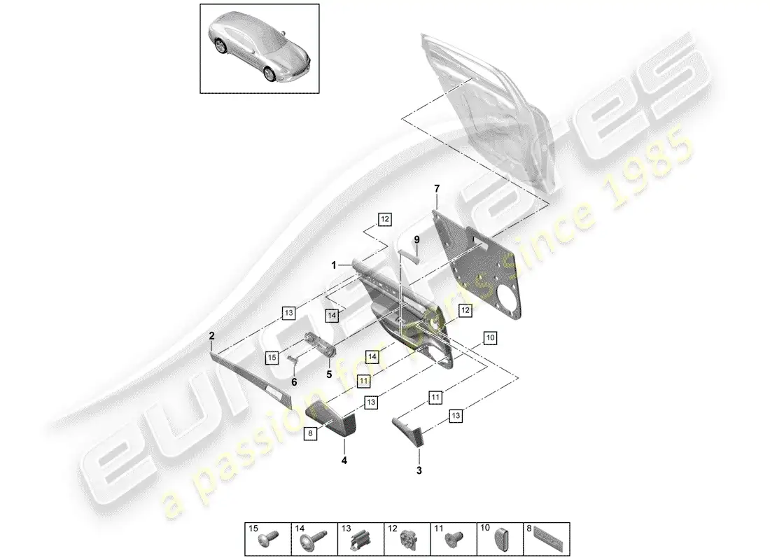 porsche 2017 (panamera 971-1) door panel parts diagram