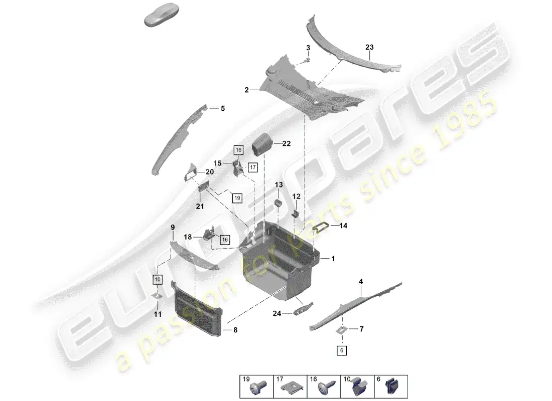 porsche 2020 (718 boxster spyder) boot lining parts diagram