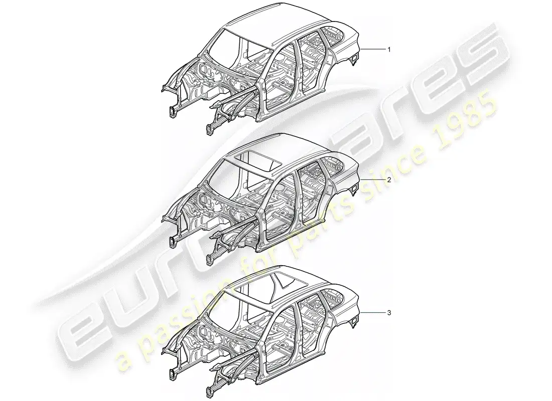 porsche 2008 (cayenne e1 9pa) car body parts diagram