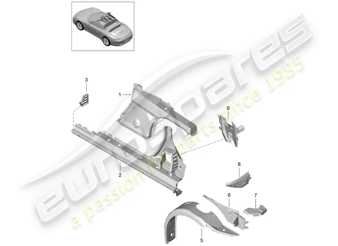 porsche 2016 (991-1) side panel parts diagram