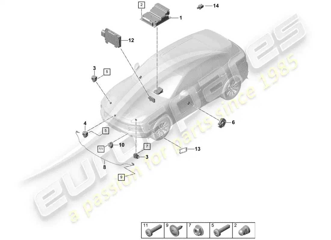 porsche 2020 (cayenne e3 9ya/9yb) electronic control module part diagram
