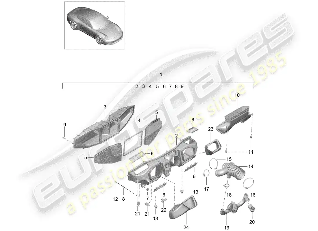 porsche 2013 (991-1) air cleaner parts diagram