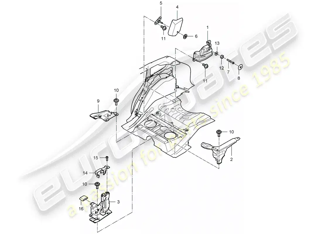 porsche 2008 (cayenne e1 9pa) seat support parts diagram