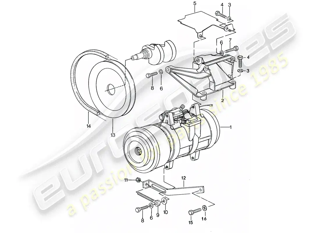 porsche 1986 (928) compressor - assembly parts diagram