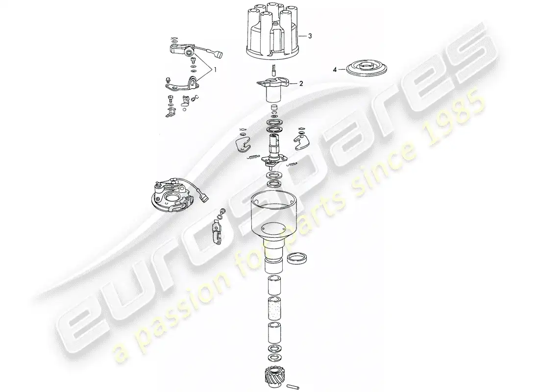 porsche 1970 (911) distributor - - bosch - parts diagram