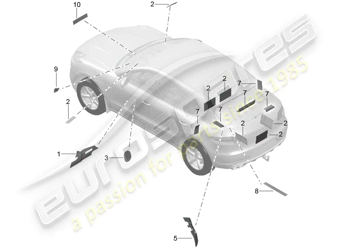 porsche 2016 (macan) sound absorber parts diagram