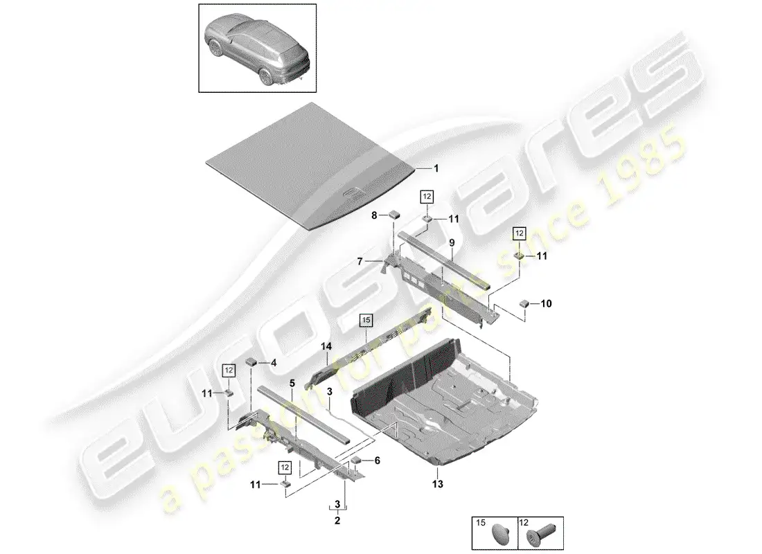 porsche 2019 (cayenne e3 9ya/9yb) lining parts diagram