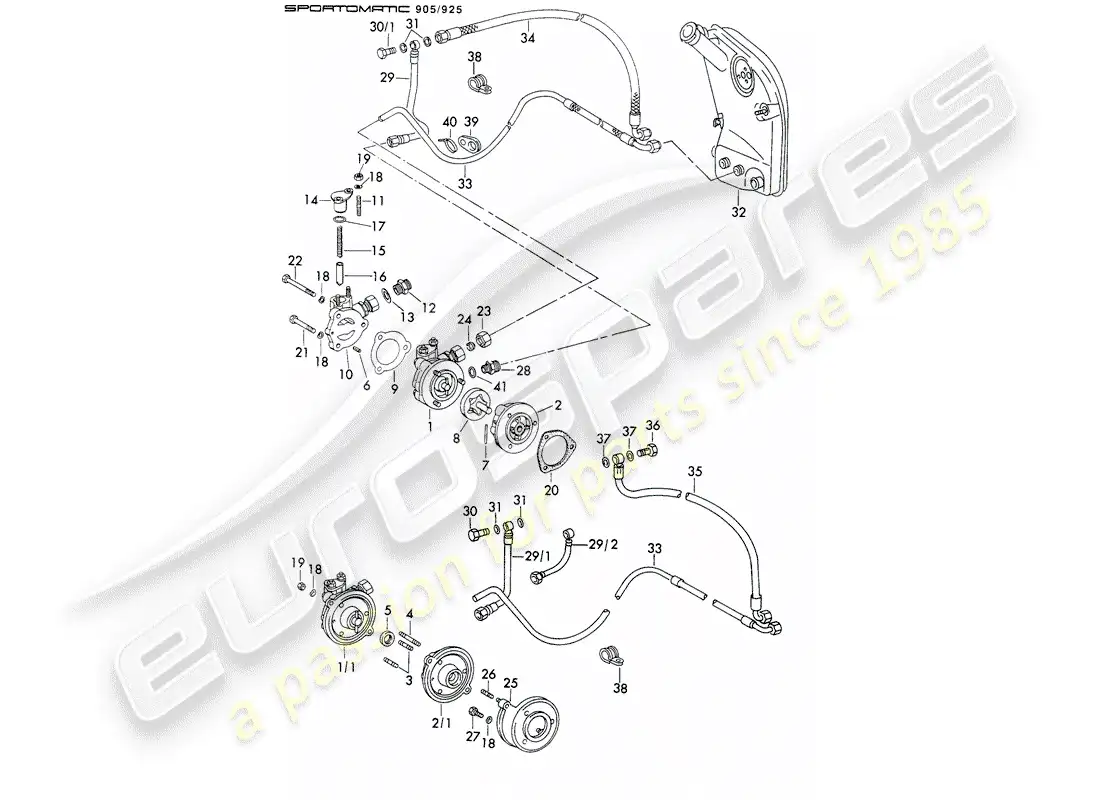 porsche 1973 (911) oil supply - for - torque converter - sportomatic - d - mj 1973>> parts diagram