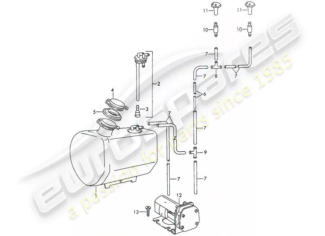 porsche 1965 (911/912) windshield washer unit - d - mj 1968>> parts diagram
