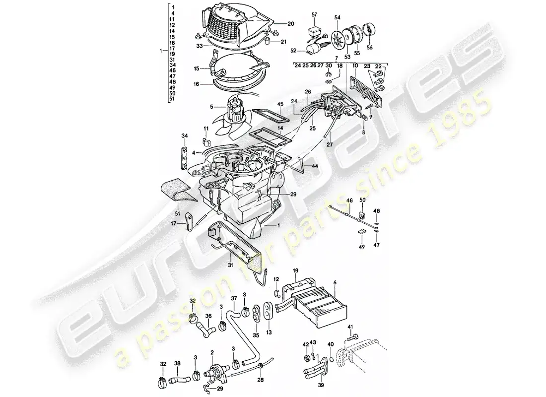 porsche 1980 (924) heater - f >> 92-cn402 197 - f >> 93-cn100 305 - f >> 93-bn700 450 parts diagram