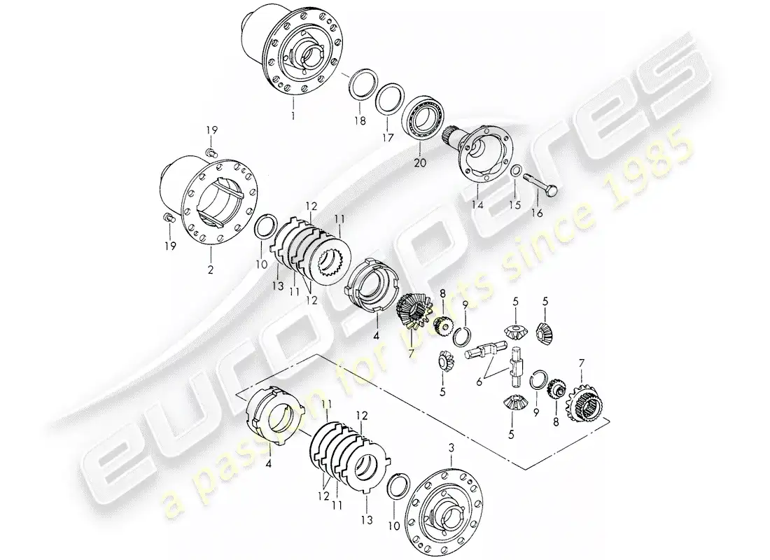 porsche 1972 (911) limited slip differential parts diagram