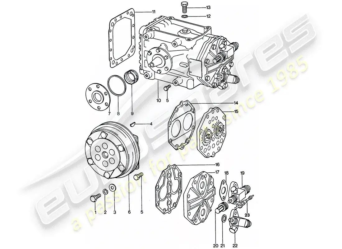 porsche 1977 (911) air conditioner - compressor parts diagram