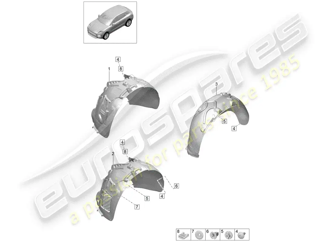 porsche 2020 (macan) wheelhouse protector part diagram