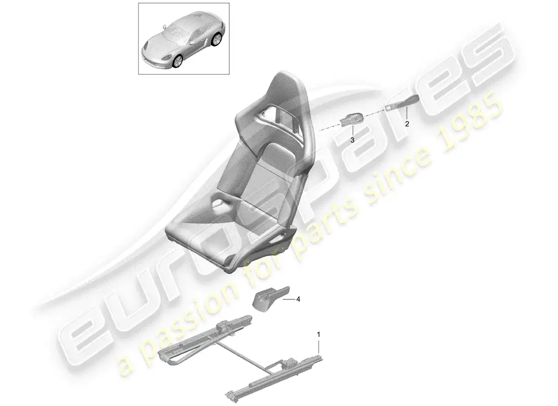 porsche 2019 (718 cayman) seat parts diagram