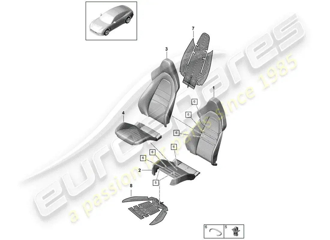 porsche 2019 (panamera 971-1) foam part parts diagram