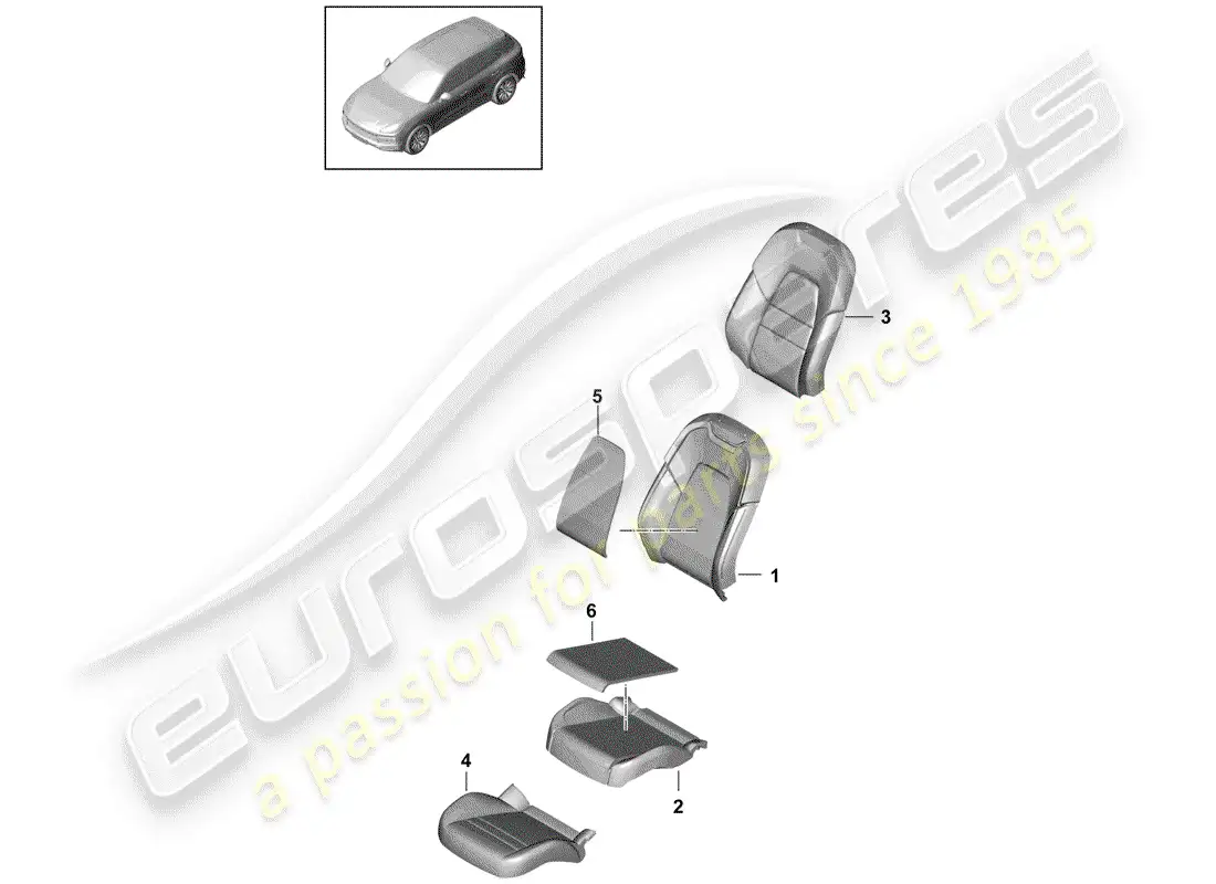 porsche 2018 (cayenne e3 9ya/9yb) foam part parts diagram