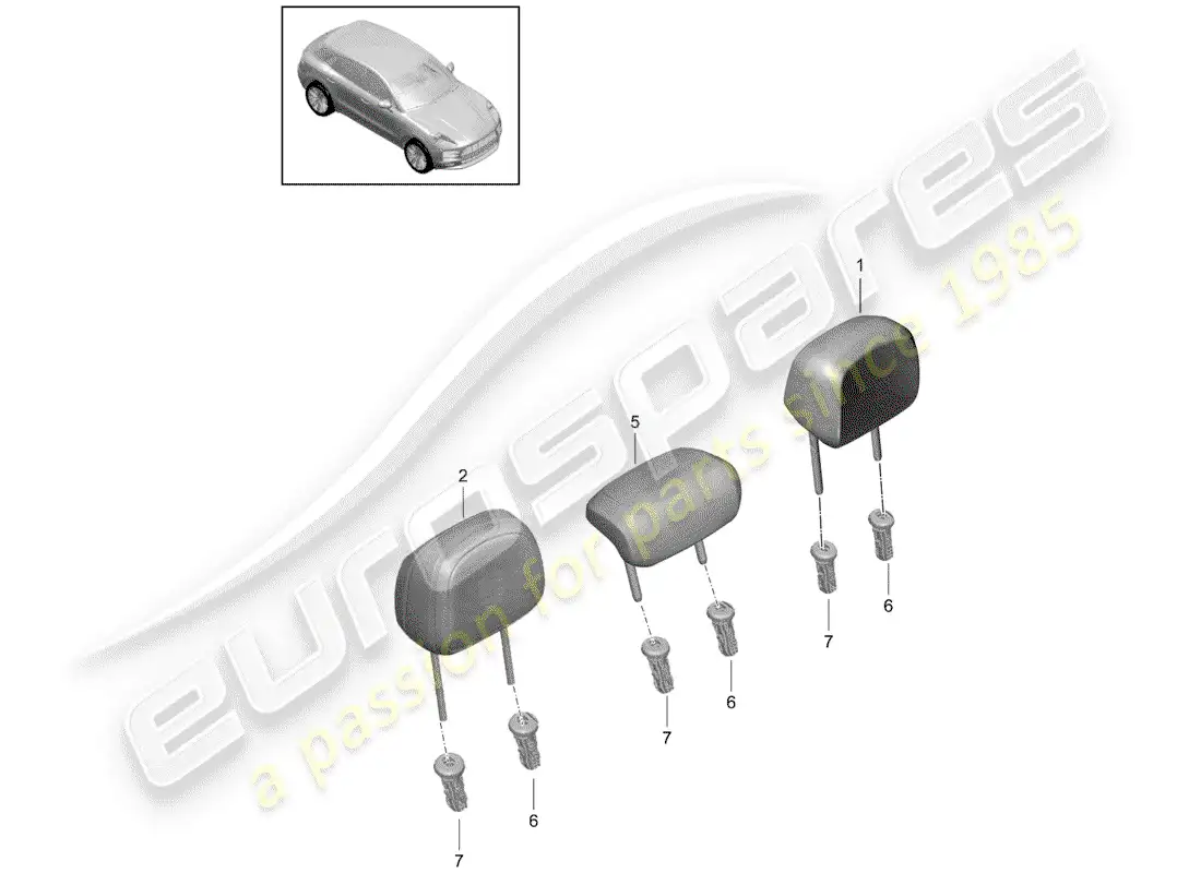 porsche 2019 (macan) headrest parts diagram