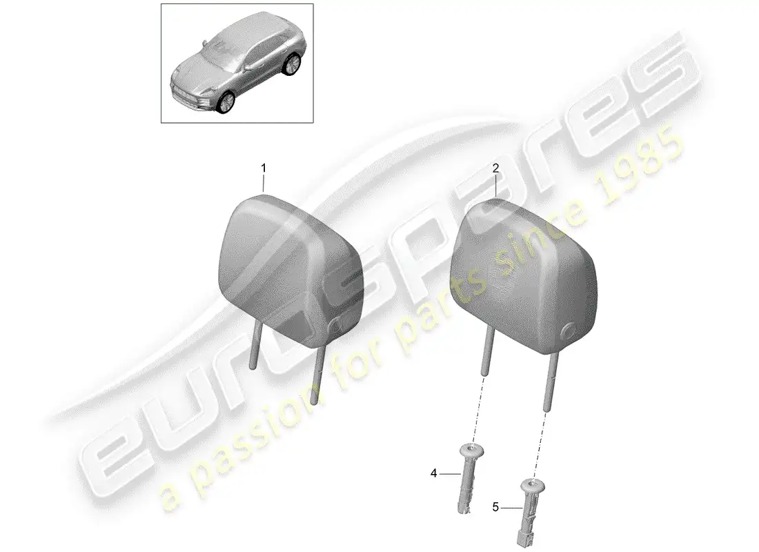 porsche 2020 (macan) headrest part diagram