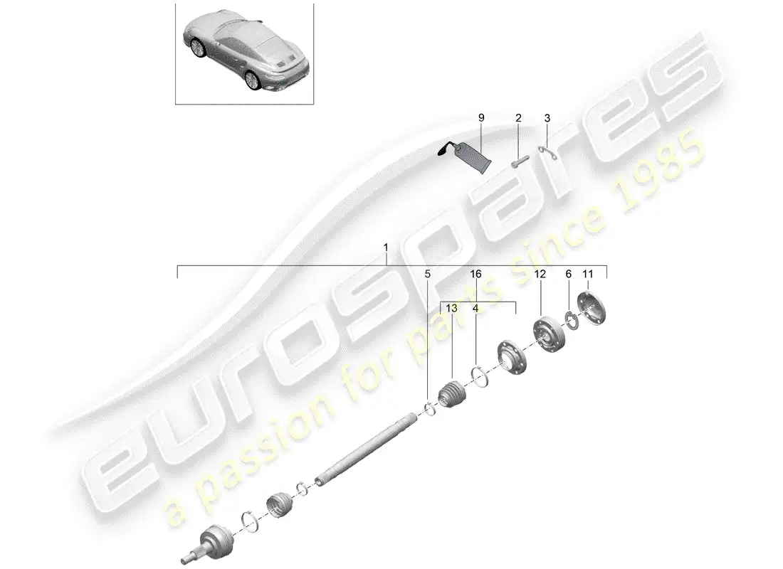 porsche 2015 (991-1 turbo) drive shaft parts diagram