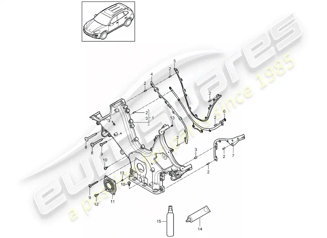 porsche 2018 (cayenne e2 92a) cover for timing chain parts diagram