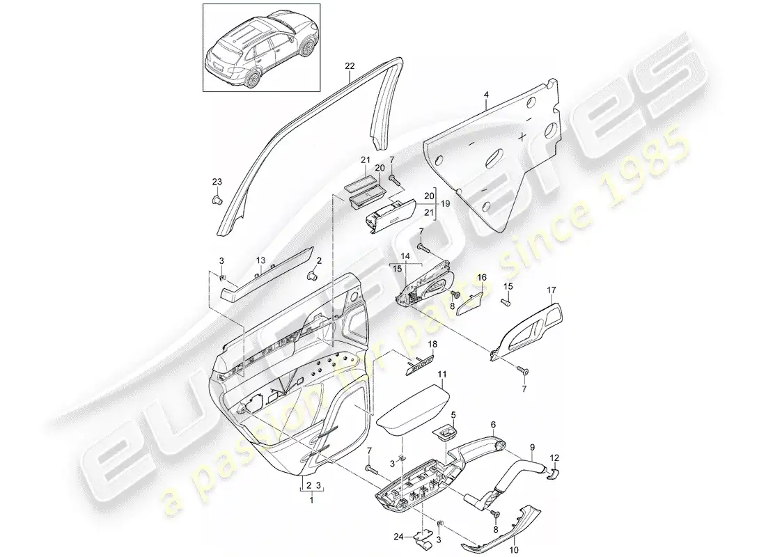porsche 2012 (cayenne e2 92a) door panel parts diagram