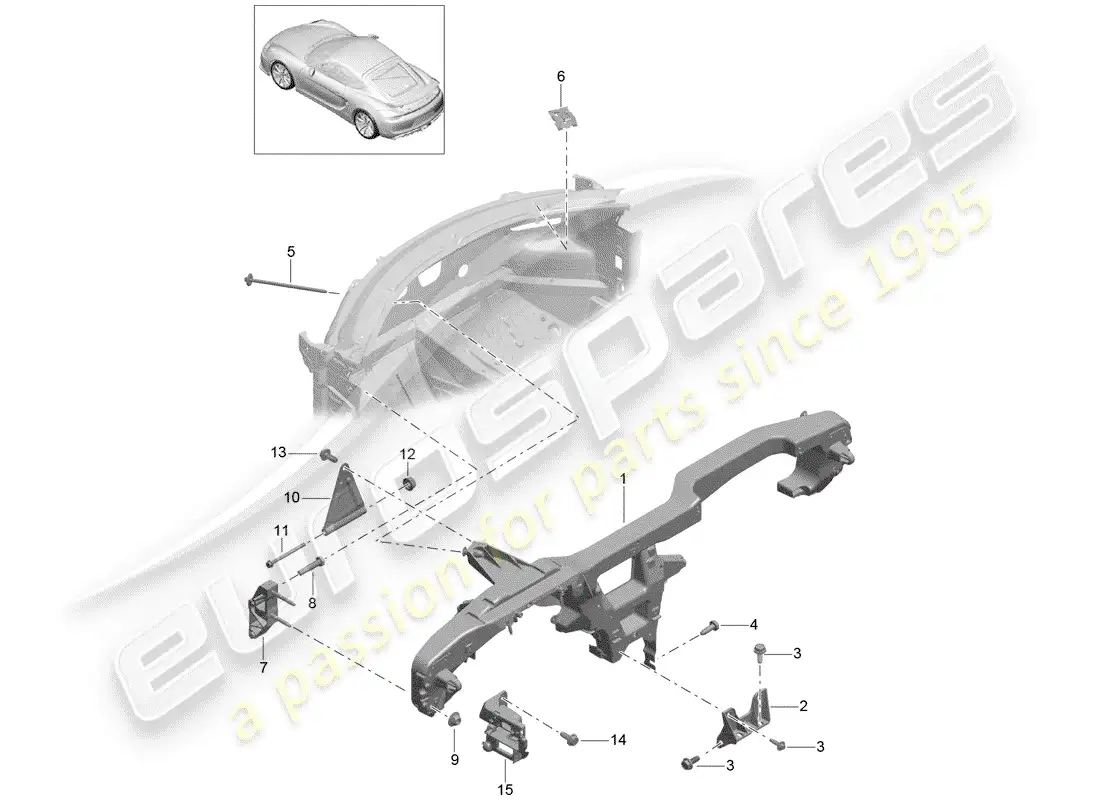 porsche 2016 (981 cayman gt4) retaining frame part diagram